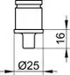 Verchromtes Verbindungsstück für eine Deckenstütze, gefertigt von Keuco. Abgebildet in technischer Zeichnung mit klaren Dimensionen.